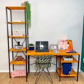 mesa para escritorio com prateleiras com estante style slim 6 2