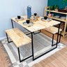 kit mesa de jantar 4 lugares com 2 bancos style industrial natural e preto 2