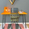 Mesa Escritório de Ferro e Madeira 120cm Hairpin Industrial Carvalho e Preto