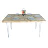 mesa de jantar 6 lugares industrial hairpin natural e branco 6