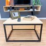 mesa de centro retangular style industrial natural e preto 5