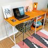 mesa para escritorio com prateleiras style industrial carvalho e branco 1