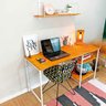 mesa para escritorio com prateleiras style industrial carvalho e branco 2