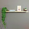 Prateleira de Parede de Ferro e Madeira Industrial Suspensa 100cm Natural e Branco