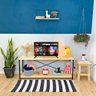rack de tv style square natural e preto 3