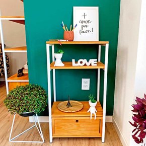 aparador de ferro e madeira style slim industrial uno com gaveta carvalho e branco 1