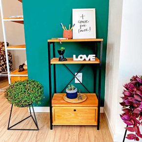 aparador de ferro e madeira style slim industrial uno com gaveta carvalho e preto 2