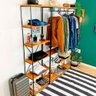armario arara closet completo modular ample carvalho e preto 2