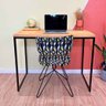 Mesa para Escritório de Ferro e Madeira 96cm Style Industrial Nozes e Preto