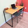 mesa para escritorio de ferro e madeira 120cm style industrial nozes e preto web