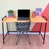 Mesa para Escritório de Ferro e Madeira Industrial Steel 124cm Nozes e Preto