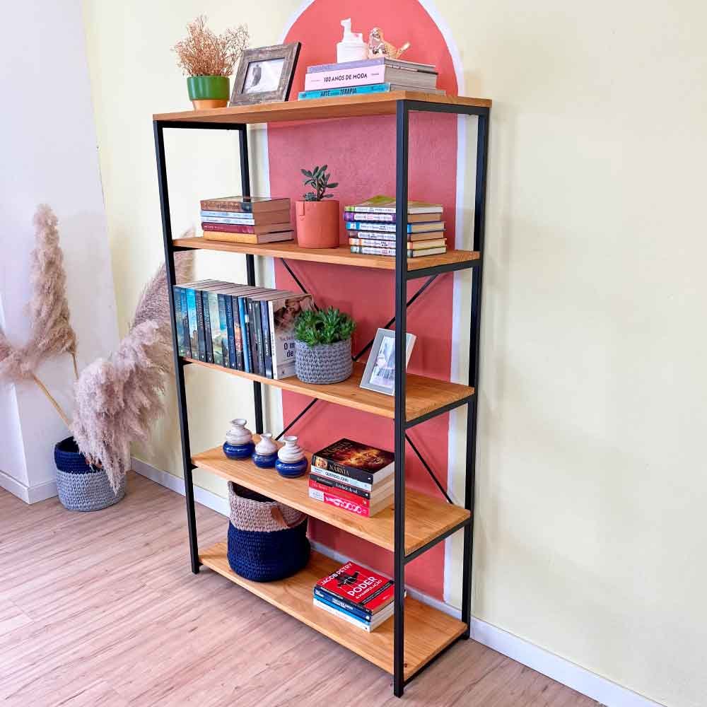 vintage style【shelf】VS-008 シェルフ・ディスプレイ台 Estante Industrial de Ferro e Madeira Style Ample 5 Prateleiras