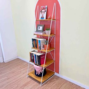 estante escada torre de ferro e madeira industrial slim 5 prateleiras nozes e branco 2 web