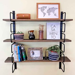 prateleira de parede bracket 3 prateleiras industrial 90cm tabaco e preto 1 web