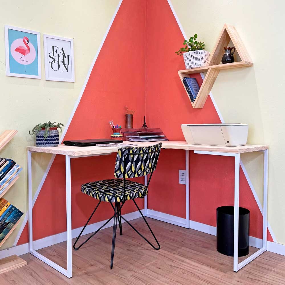 05 mesa de escritorio em l style industrial 120cm natural e branco