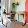 Mesa de Escritório em L Style Industrial 120cm Nozes e Preto