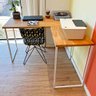 04 mesa de escritorio em l style industrial 120cm nozes e branco