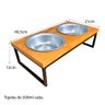 comedouro elevado para pet duplo com 2 tigelas industrial carvalho e preto medida