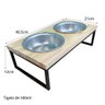comedouro elevado para pet duplo com 2 tigelas industrial natural e preto medida