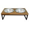 Comedouro Elevado para Pet Duplo com 2 Vasilhas Industrial Tabaco e Preto