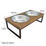 comedouro elevado para pet duplo com 2 tigelas industrial tabaco e preto medida