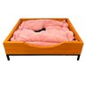 Cama Baixa Pet Industrial P com Pelúcia Rosa Carvalho e Preto