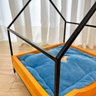 cama casinha pet industrial p com pelucia azul carvalho e preto wbe