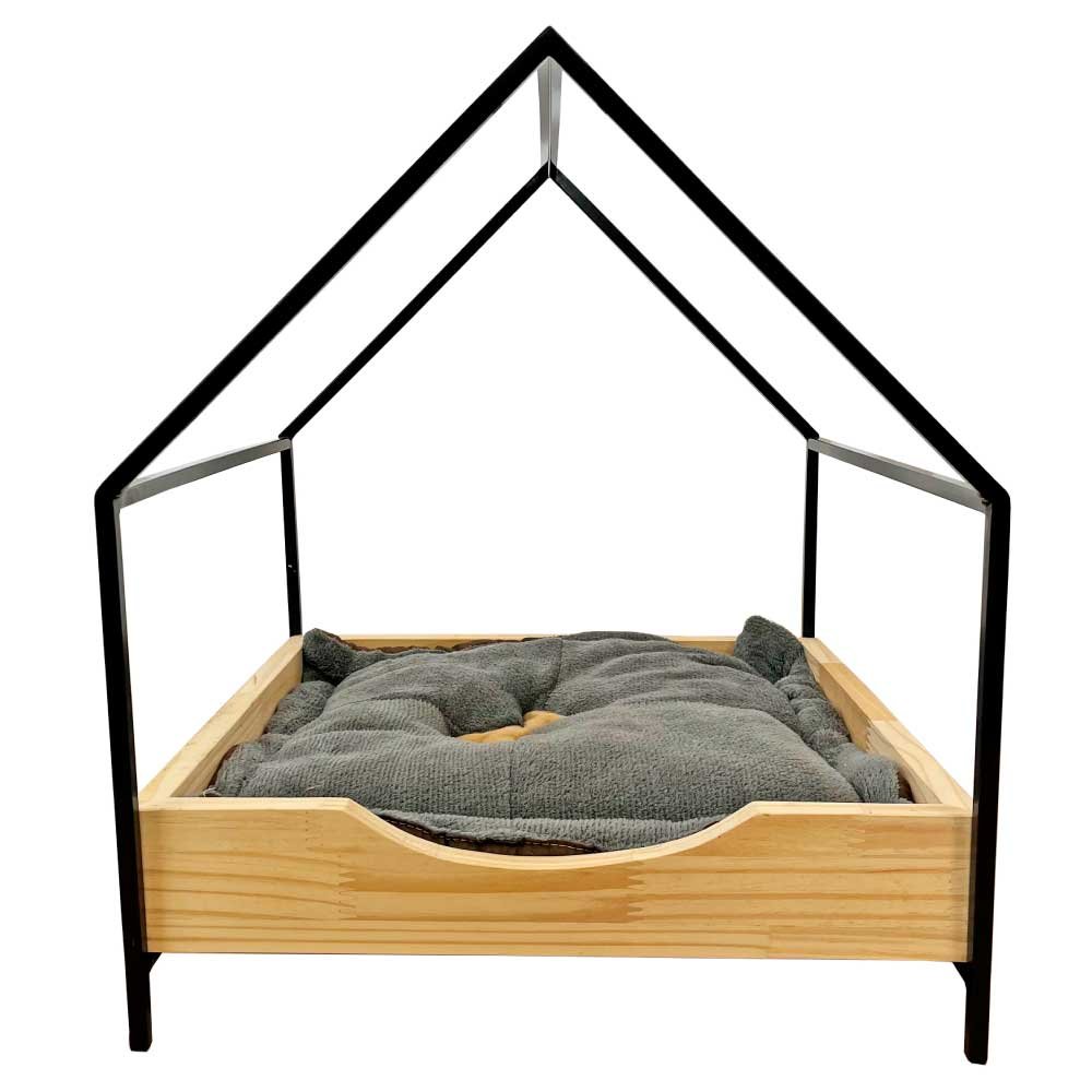 cama casinha pet industrial p com pelucia cinza natural e preto 3 web