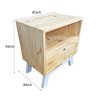 mesa lateral de madeira woods dual prateleira e gaveta natural e branco 6 medida