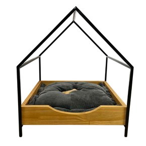 cama casinha pet industrial p com pelucia cinza nozes e preto5