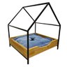 cama casinha pet industrial p com pelucia azul nozes e preto 6