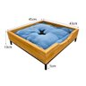 cama baixa pet industrial p com pelucia azul nozes e preto medida