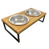 comedouro elevado para pet duplo com 2 vasilhas industrial nozes e preto