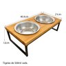 comedouro elevado para pet duplo com 2 vasilhas industrial nozes e preto medida