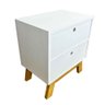 mesa lateral de madeira woods dual gaveteiro branco e nozes 4