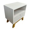 mesa lateral de madeira woods dual prateleira e gaveta branco e nozes 3