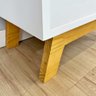 mesa lateral de madeira woods dual prateleira e gaveta branco e nozes 4