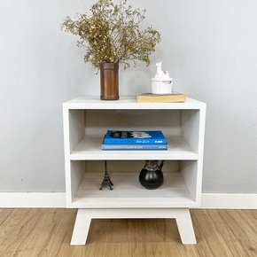 mesa lateral de madeira woods dual prateleira branco5