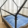 cama casinha pet industrial p com pelucia azul tabaco e preto 3
