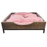cama baixa pet industrial p com pelucia rosa tabaco e preto 3