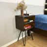 mesa lateral de ferro e madeira industrial hairpin dual prateleira tabaco e preto 4