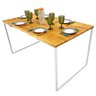 Mesa de Jantar de Ferro e Madeira 6 lugares Style Industrial Nozes e Branco