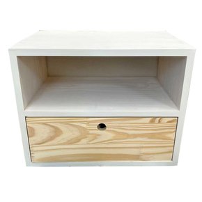 nicho dual de madeira com 1 prateleira e 1 gaveta branco e natural3