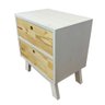mesa lateral de madeira woods dual gaveteiro branco e natural
