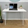 Mesa Escritório de Ferro e Madeira 96cm Hairpin Industrial Branco