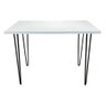 mesa escritorio de ferro e madeira 96cm hairpin industrial branco e preto