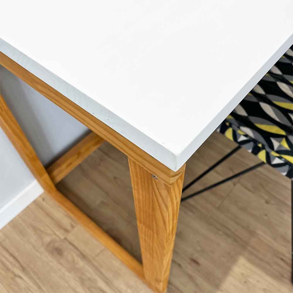 14 mesa escritorio de madeira pinus linea branco e nozes