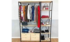 arara de roupa com gaveteiros