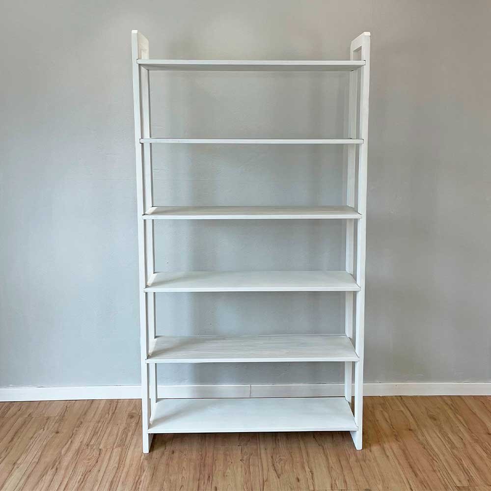 24 estante 6 prateleiras de madeira pinus linea ample branco