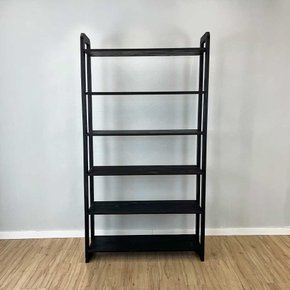 estante 6 prateleiras de madeira pinus linea ample preto frontal